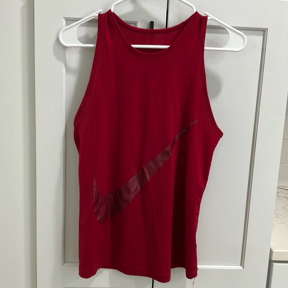 Nike Women's Burgundy Nike Swoosh Athletic Polyester Tank Top Sleeveless Shirt